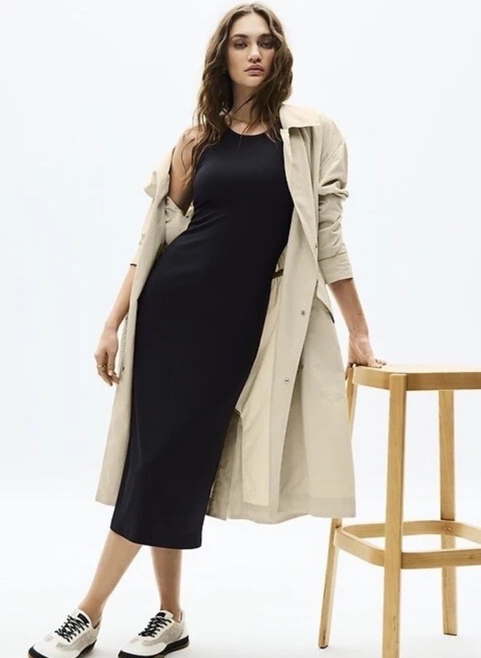 Athleta Signature Rib Maxi Dress | Black XSP #657062 NEW