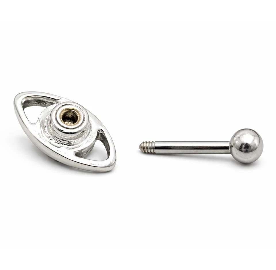 Bijoux piercing corps boucle d'oreille tragus argent sterling 925 gemme obsid... - Photo 4/4