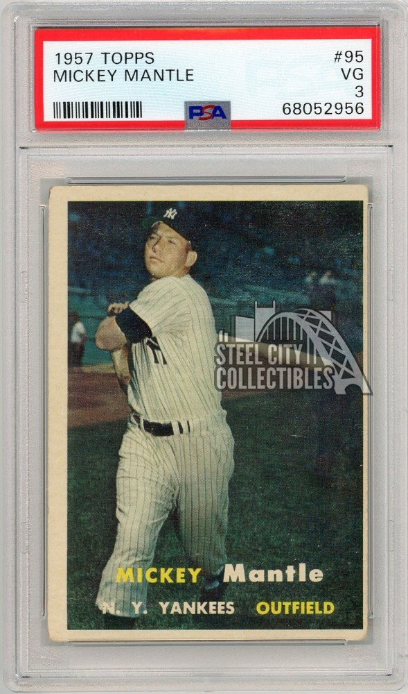 Mickey Mantle 1957 Topps Baseball Card #95 PSA 3 (956)