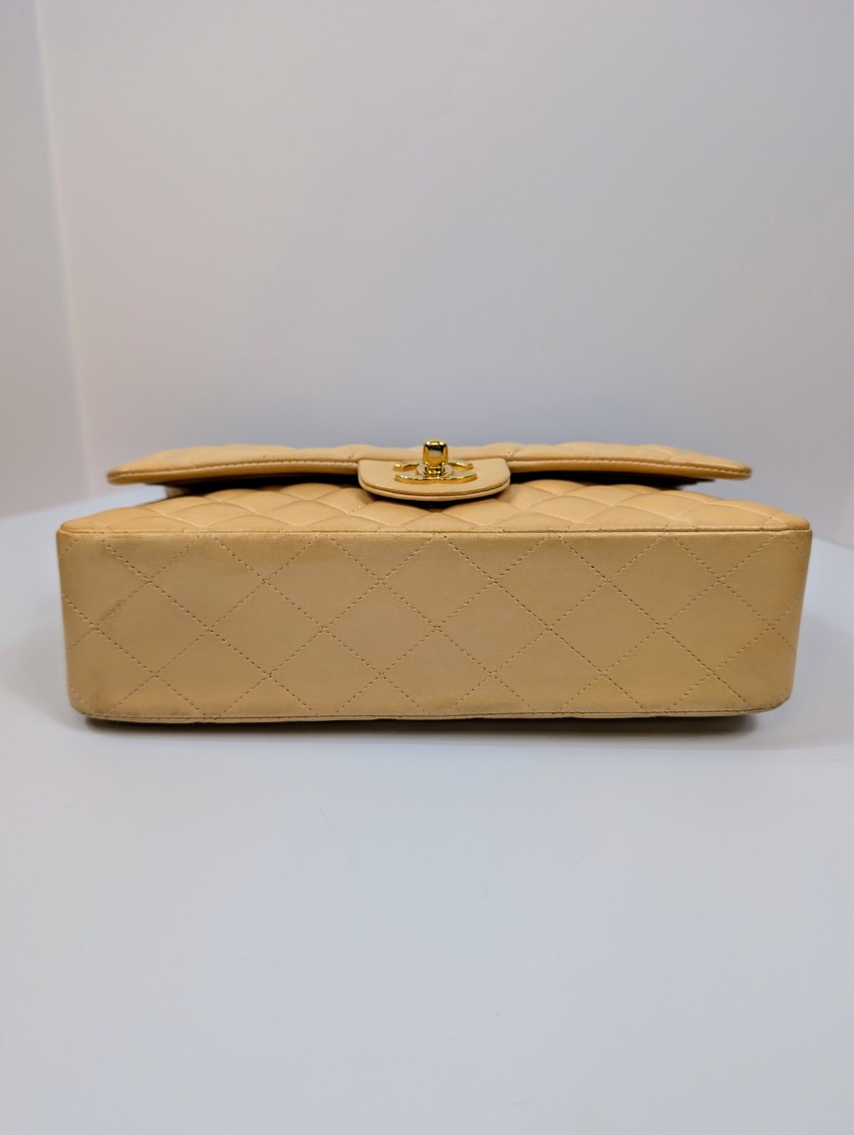 Chanel Vintage Pale Yellow/Cream Lambskin Classic Double Flap Bag (24k Plated) image 7