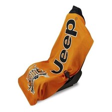 Towel 2 Go Orange Seat Cover with Jeep Wrangler Logo - Soft Machine Washable