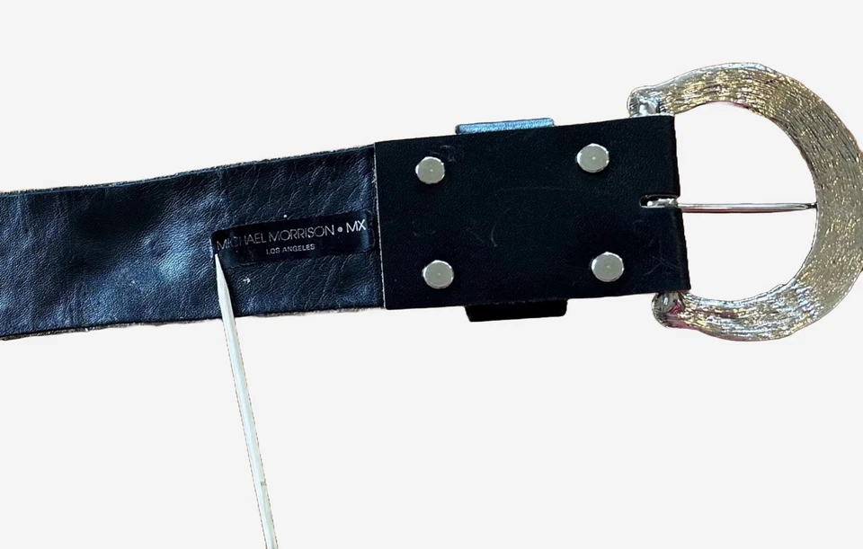  Cinturón de cuero tachonado vintage MICHAEL MORRISON MX Rainbow Jewel  Foto 3 de 4