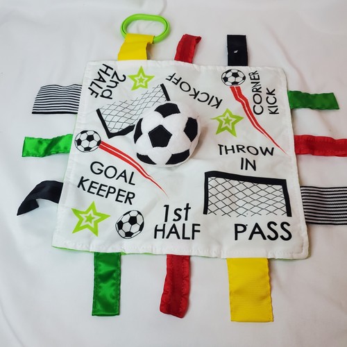 Baby Jack & Co 10x10” Plush Soccer Sports Lovey Sensory Plush Blanket - Tag Toy
