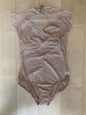 Chacott Nelleotard L Pink Beige Tulle Embroidered Leotard for Dance