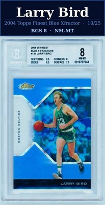 2004 Topps Finest Larry Bird Blue Xfractor 10/25 BGS 8 #131 NBA Celtics HOF Rare