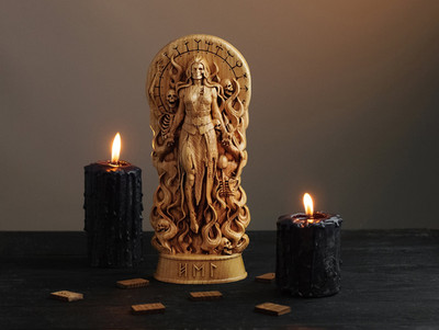 Hel statue, Hela, Wood-Handmade, Norse goddess Viking pagan