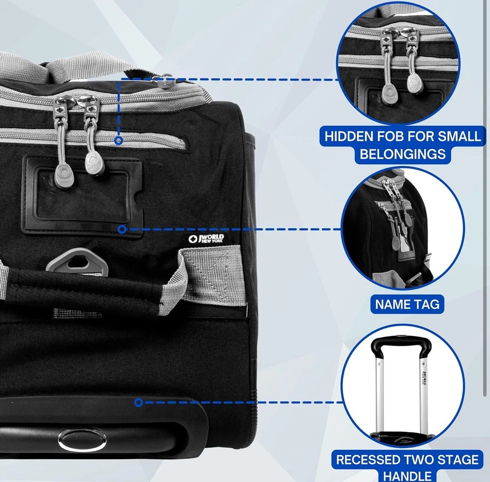 Bolso de Lona J World New York Duane con Ruedas Negro Viaje Llevar Nuevo con Etiquetas Foto 4 de 4