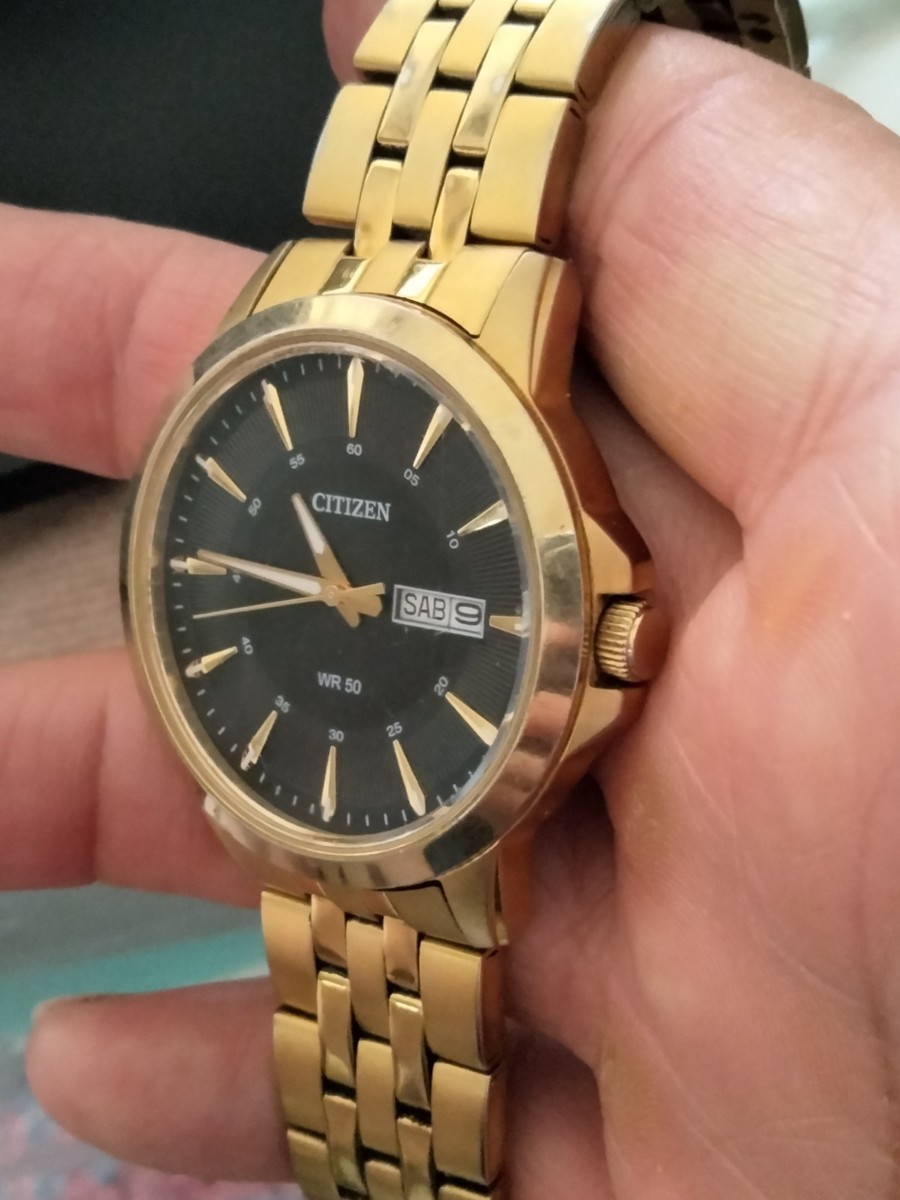 CITIZEN MEN GOLD QUARTZ 38MM WR-50 8