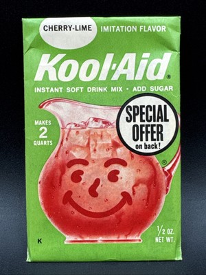 a Vintage Packet Kool-Aid CHERRY-LIME IMITATION FLAVOR Get 3 Smiling Mugs OFFER