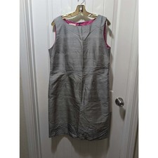 Talbots Silk Sleeveless Dress Womens 14 Knee Length Black White