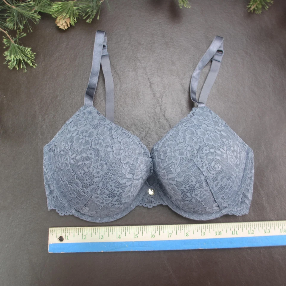 Sujetador H&M Mujer 36D Gris Encaje Push Up Con Aros Acolchado Lencería Comodidad Todos los Días Foto 2 de 4