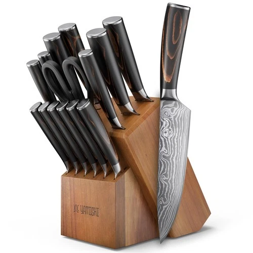 Yatoshi Professional Kitchen Knife Set, 15 Pieces, High Carbon Stainless Stee...