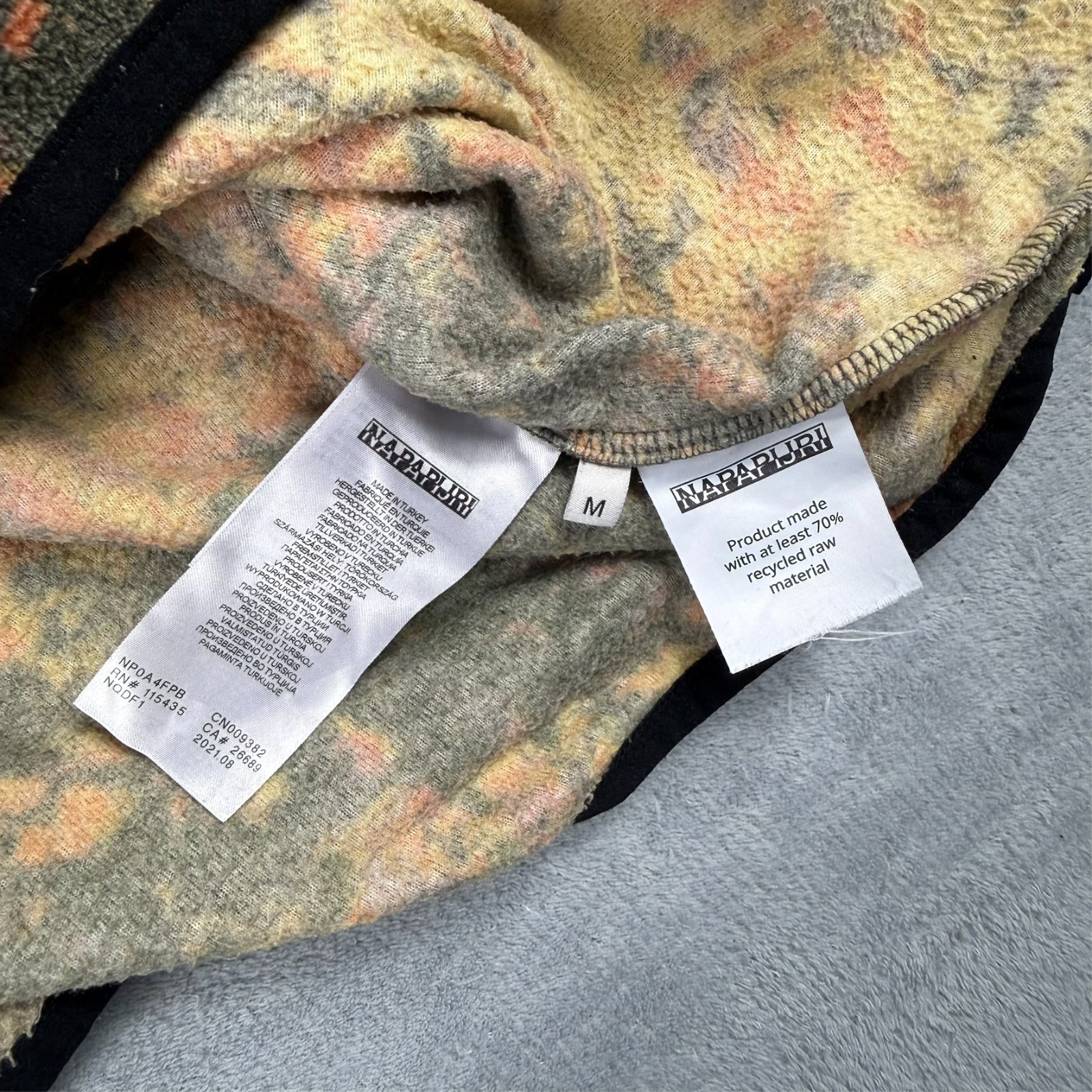 VTG Napapijri Carpino Orange Leaf Camo Oversized Med 1/4 Zip Pullover Sweatshirt image 6
