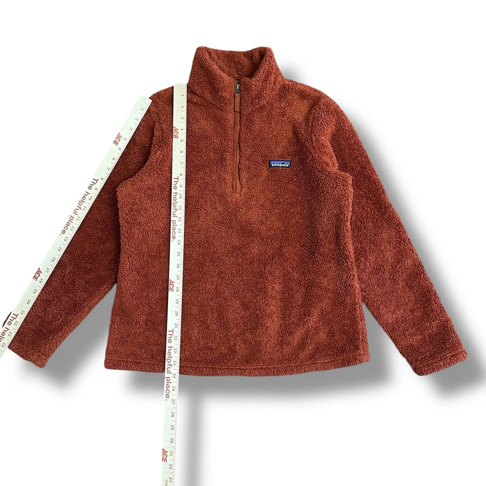 Chaqueta Patagonia Para Mujer Los Gatos Polar Grande Rojo Óxido Rebaba 1/4 Cremallera Suave Acogedora Foto 4 de 4