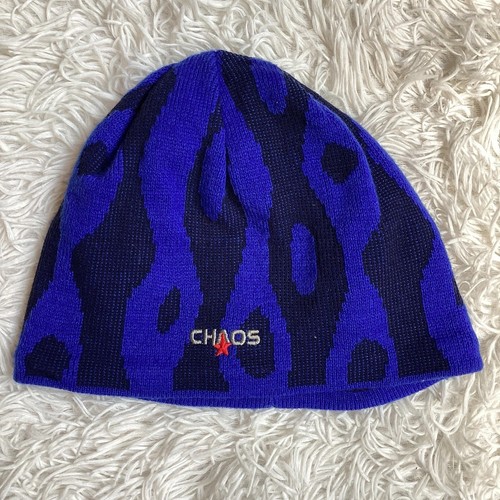 Chaos Knit Camo Winter Beanie Hat Green Skull Cap One Size Streetwear Y2K Grunge