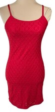 New No Boundaries Slip Mini Dress Red Size XS Eyelet Spaghetti Strap