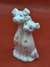 Mid Century Ceramic Dogs / Puppy Love Figurine VTG Artmark White Dog Pastel 