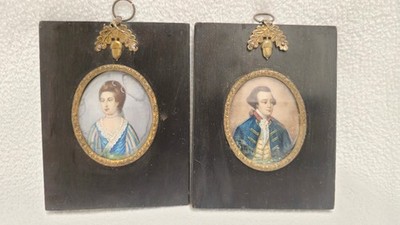 MINIATUREN Biedermeier Pärchen  Feinste Lupenmalerei um 1800 -10x7,8 cm Top