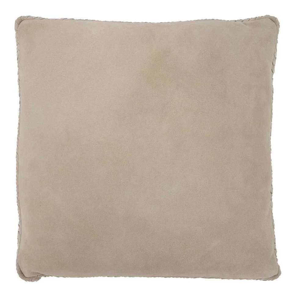 Coussin Tissé en Cuir "Coleman" 45x45cm Gris - Photo 1/3