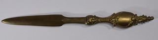 verschnörkelter BRIEFÖFFNER Messer Messing golden Schreibtisch Zubehör Büro Stil