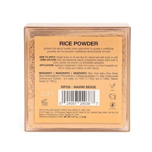 Palladio Rice Powder Warm Beige Loose Setting Powder Absorbs Oil Fresh Look - Picture 3 of 7