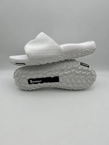 New  Under Armour Men's Project Rock Sideline Slides size 10 white