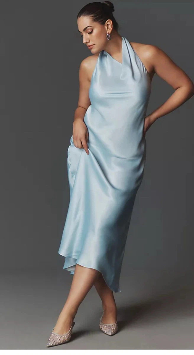 anthropologie satin dresses reviews By Anthropologie Pleated Satin Midi Dress