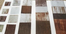 Sale (#14) 20 pieces Vintage Reclaimed Corrugated Rustic Metal Roofing Tiles