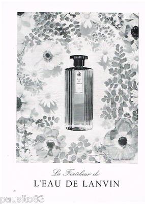 ADVERTISING 105 1958 La fraicheur de l'EAU by LANVIN perfume