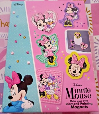 5 Disney Minnie Maus Diamond Painting Magnets Set, Diamant-Malset für Kinder DIY