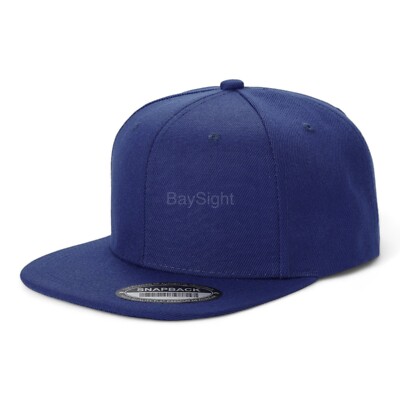 Blank Snapback Hat Adjustable Flat Bill Baseball Cap Trucker Solid Colors Men