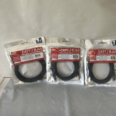 (3) 7  CAT7 Network Cable Copper Gold Plated SFTP Shielded Ethernet RJ45 Patch