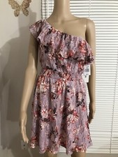 NEW LOVE REIGN Casual Dress Women's Size M Lace Multicolor One Shoulder Cold