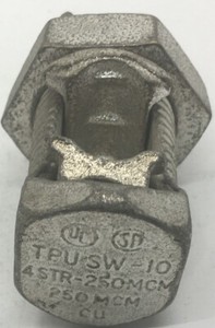S4//0 PENN-UNION USED 1//0 SOLID-250 MCM COPPER ALLOY SPLIT BOLT CONNECTOR USED