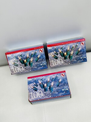 Safeway 100 Clear Bulb String to String Miniature Light Set (LOT of 3) NEW