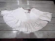 Vintage White cotton ruffled short cowgirl circle skirt lace hem floral waist 26
