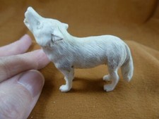 wolf-w58 white standing Wolf shed ANTLER figurine Bali detailed carving wolves