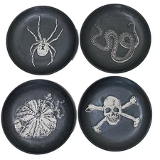 Target Halloween Stoneware Appetizer Plate Snake, Spider, Skull, Pumpkin