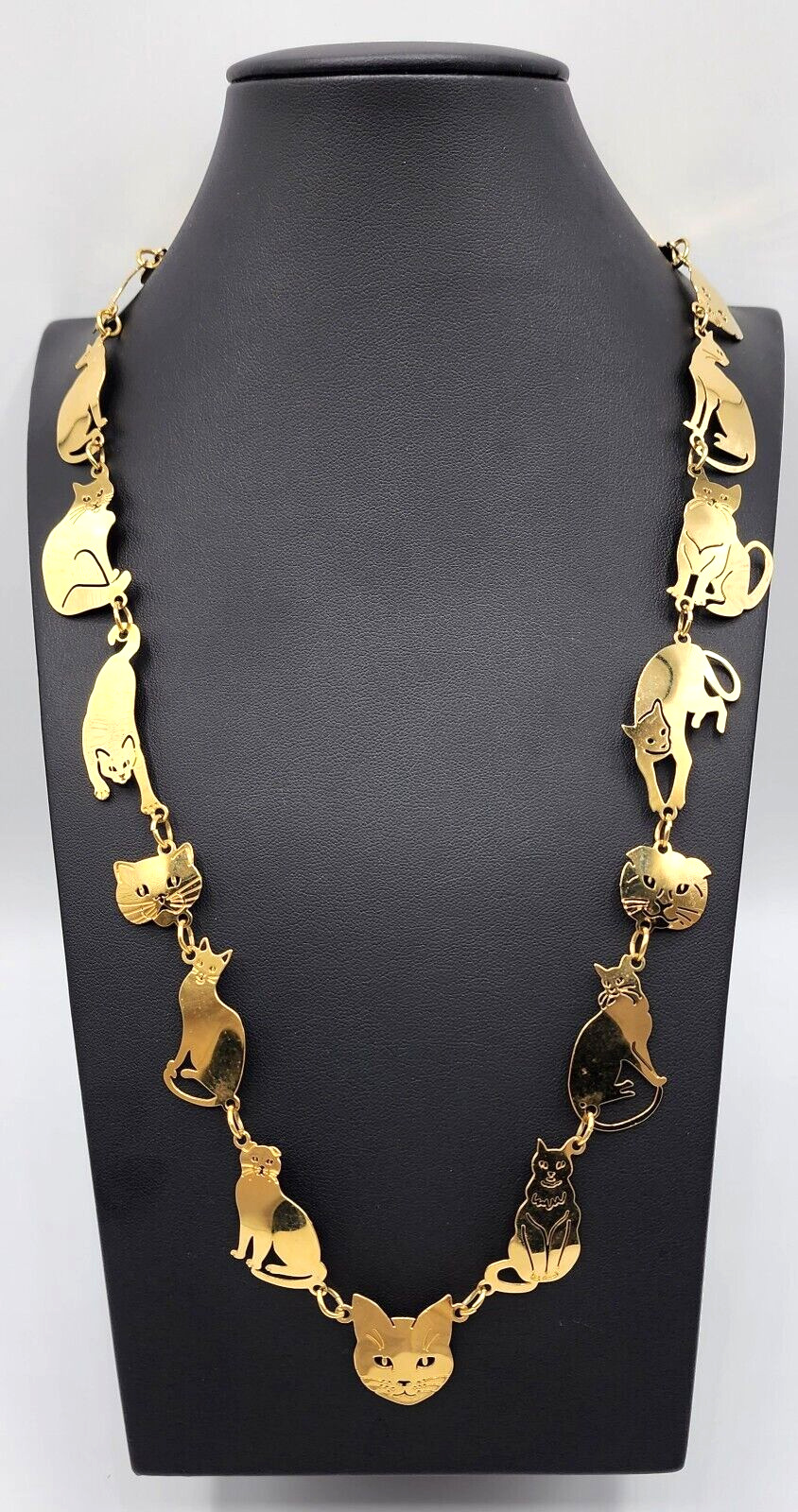 Vintage Wild Bryde Gold Plated Cat Kitty Necklace… - image 2