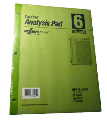 Vintage National Eye-Ease 2-Pack Analysis Pad 6 Columns 11 x 8.5 50 Sheet Sealed