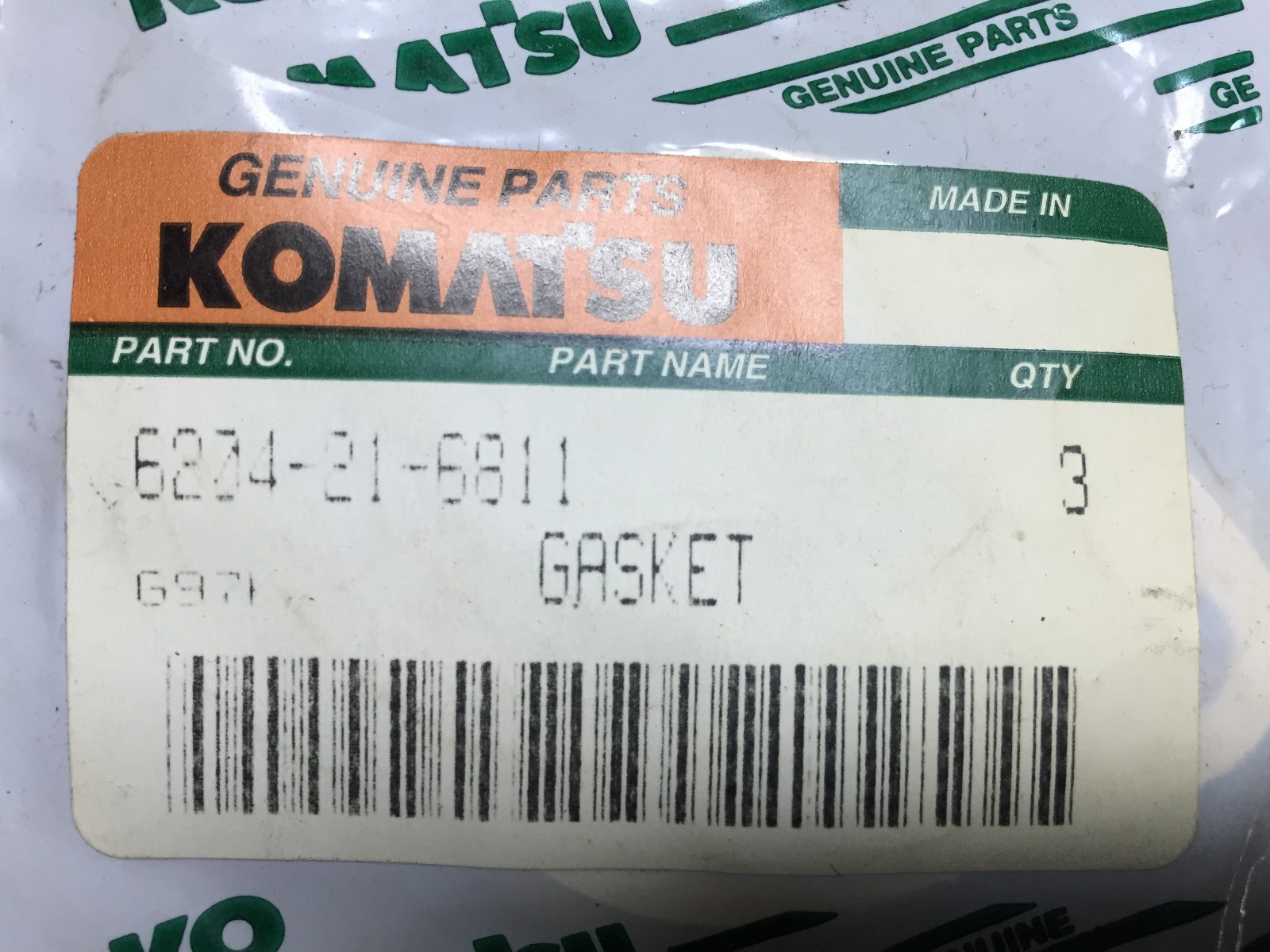 6204216811 KOMATSU Gasket K2 6204216811 QTY of 3 Gaskets eBay