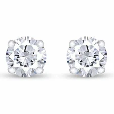 Solitaire Studs Earrings Moissanite SI1-SI2 10K White Gold 1/5 to 1 Cttw