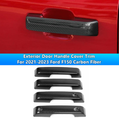 For 2021-2024 Ford F150 Carbon Fiber Black Exterior Door Handle Cover Trim