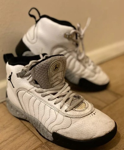 Nike Team Pro Jordan Jumpman Blanco/negro de cuero de la Juventud  907973-103 tamaño 4.5Y | eBay