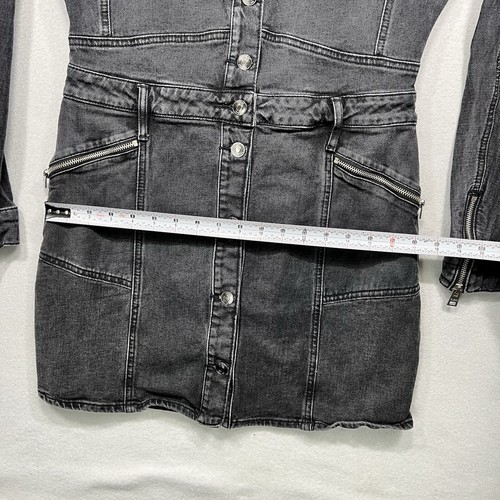 Y2K Womens Guess Jeans Denim Vintage Utility Long Sleeve Dress Zipper Sz L Punk - Picture 8 of 10