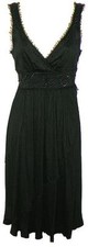 MISS ME Dress Sz MED Black Beaded Faux Wrap Midi Dress