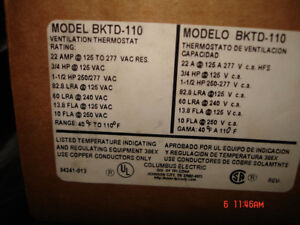 Columbus Electric, Ventilation Thermostat, #BKTD-110, 40-110 Deg.F, NEW