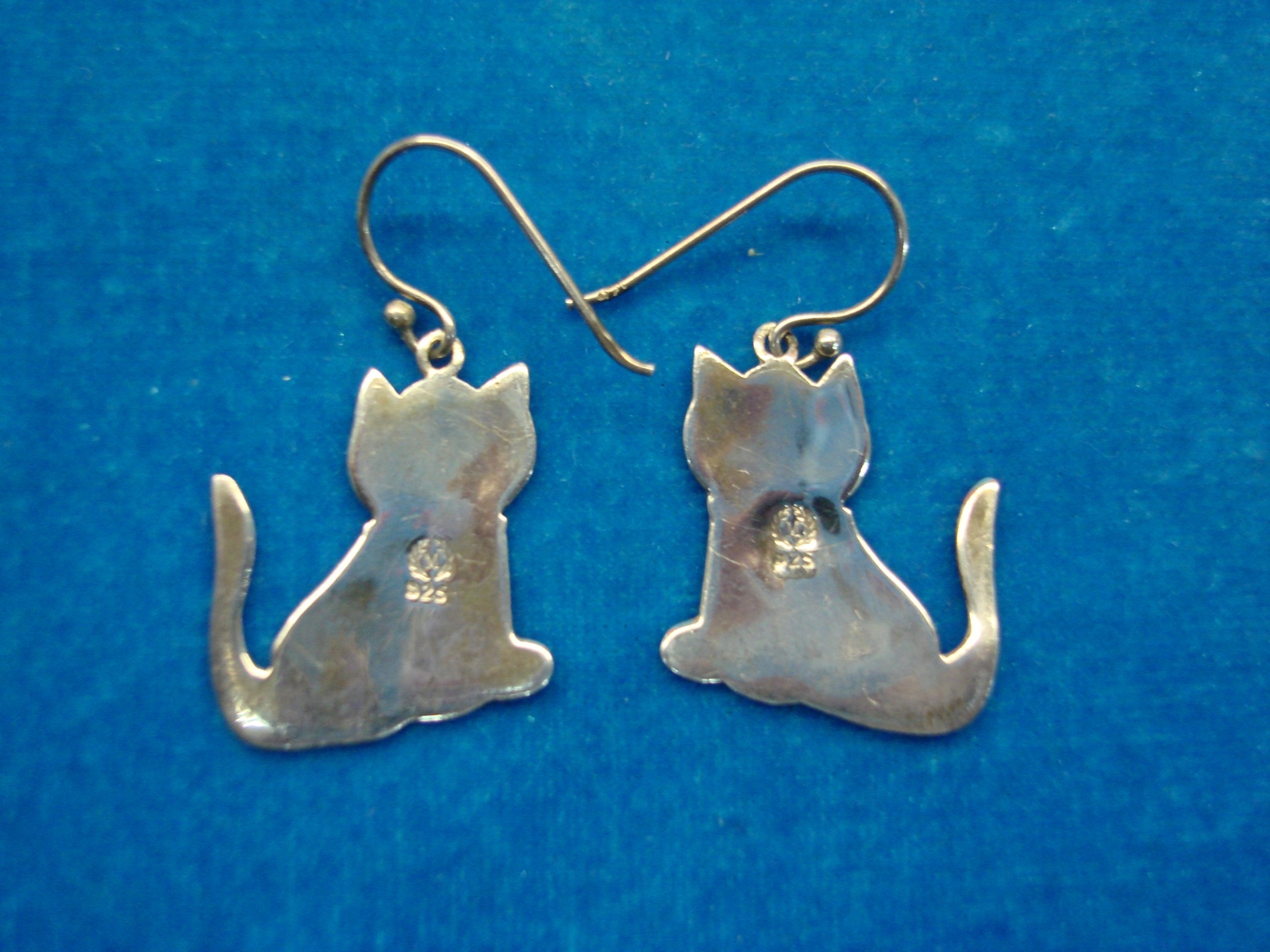 SOLID STERLING SILVER KITTY CAT EARRINGS - DETAIL… - image 6