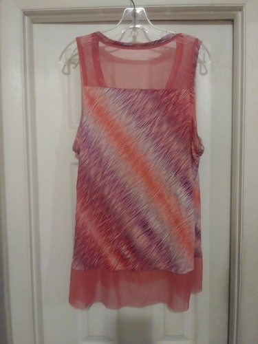 Jennifer Lopez Women's Multi-Color Rayon Blend Beaded Net Sleeveless Top SZ XLG - Picture 6 of 9