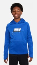 NEW Nike Therma-Fit Graphic Pollover Hoodie Boys XS Sweatshirt - Game Royal